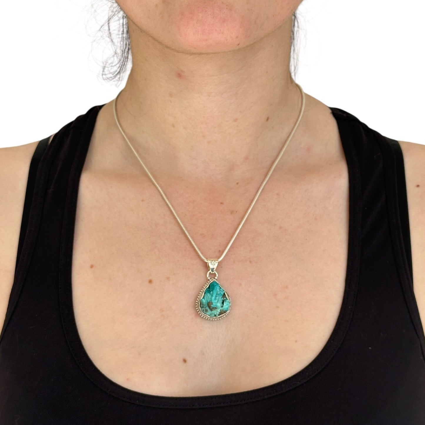 Pendant "Ananta" (अनन्त) Iranian Turquoise Carved Ganesha Teardrop Shape.