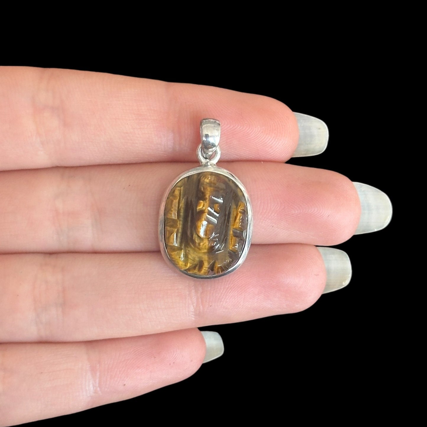 Ganesha pendant carved Tiger's Eye small