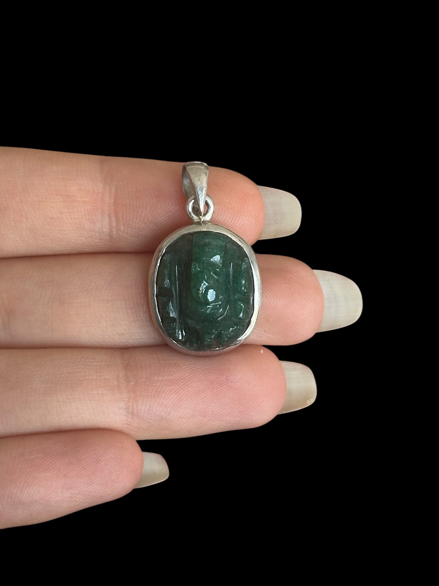 Carved Ganesha Pendant Aventurine Small