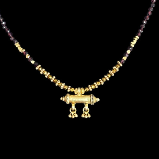 Garnet Mantra Box Necklace 3