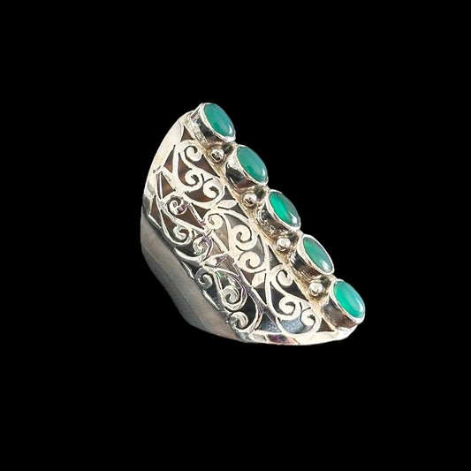 Filigree Green Onyx Ring