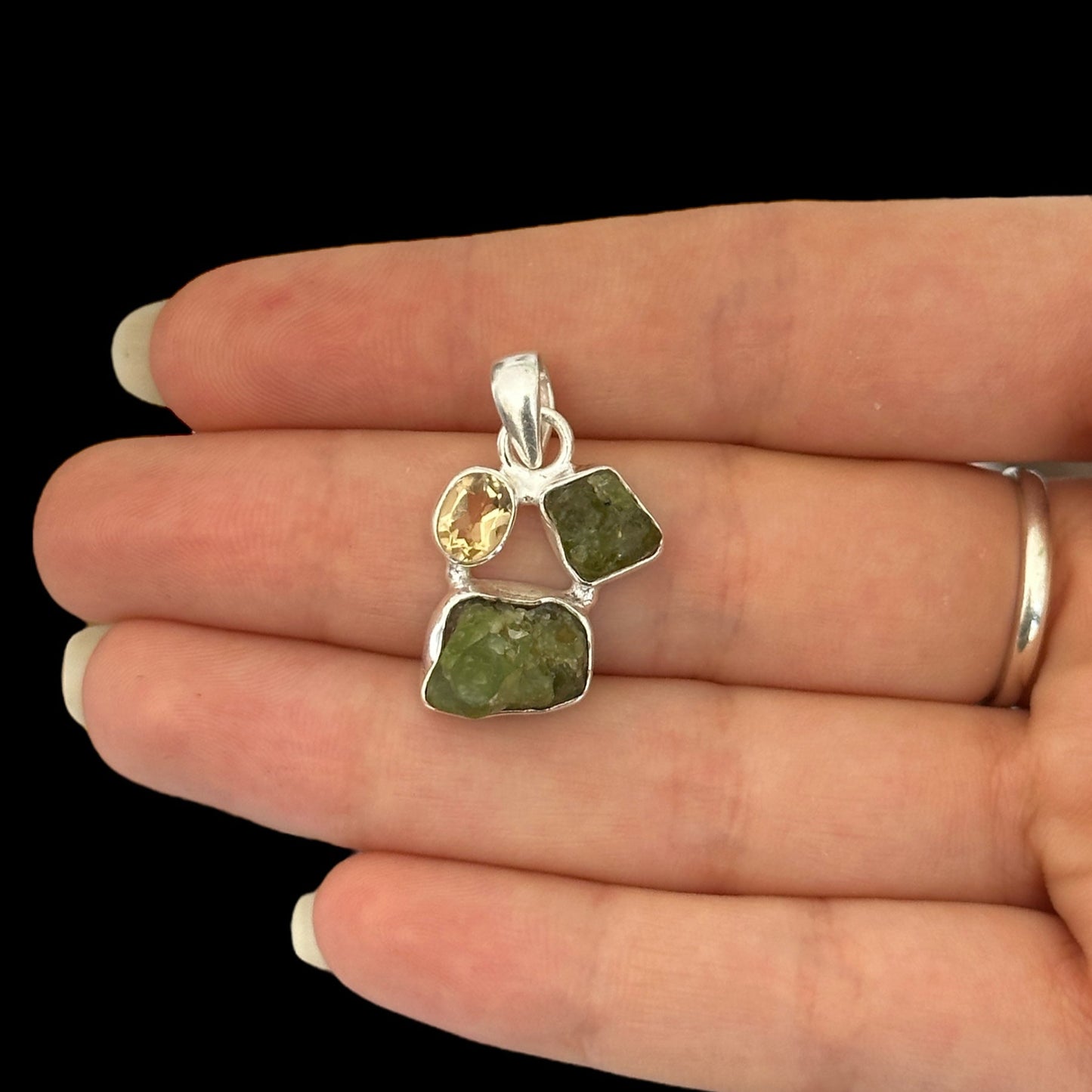 Colgante Peridotos y Citrino