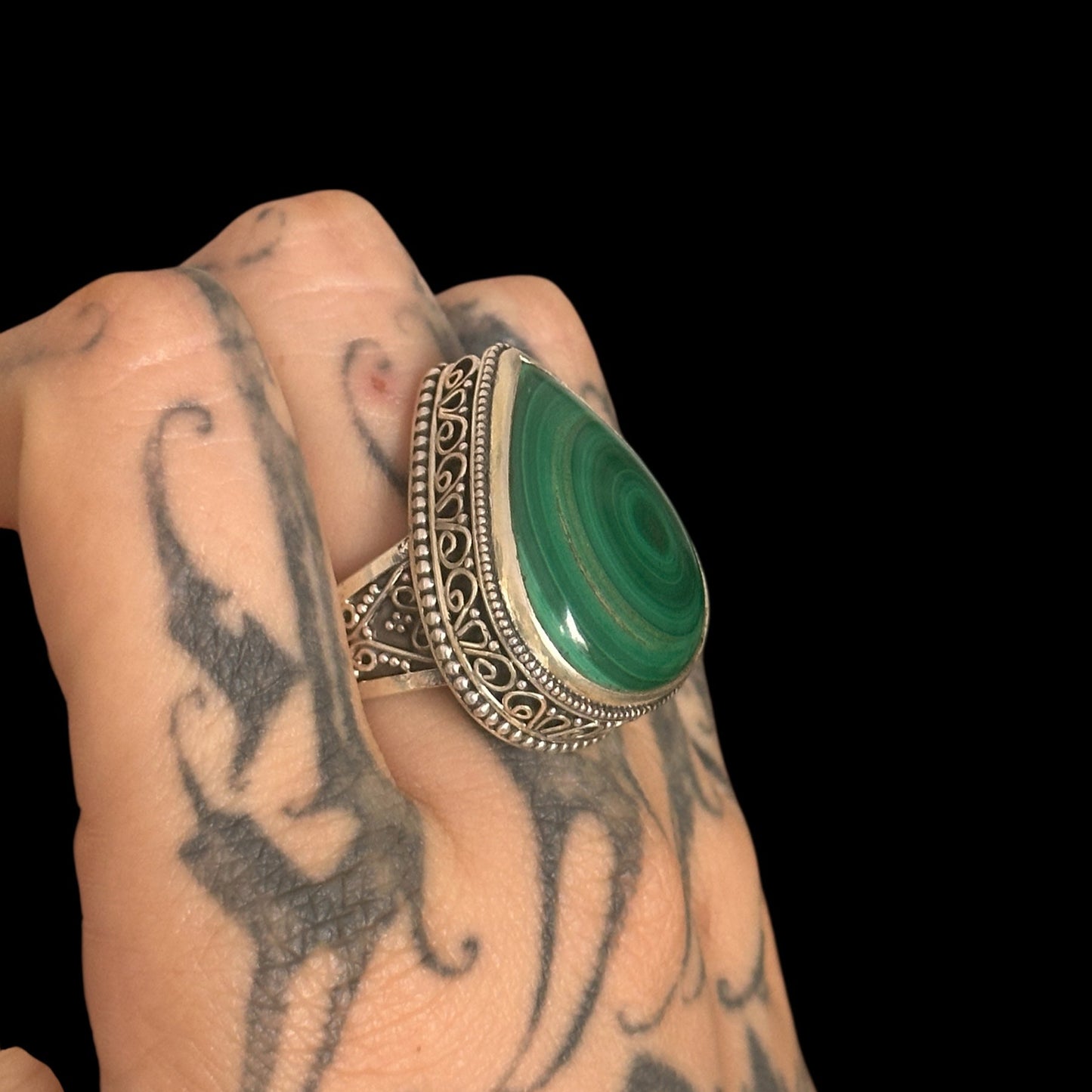 Anillo Malaquita Rajasthani 2