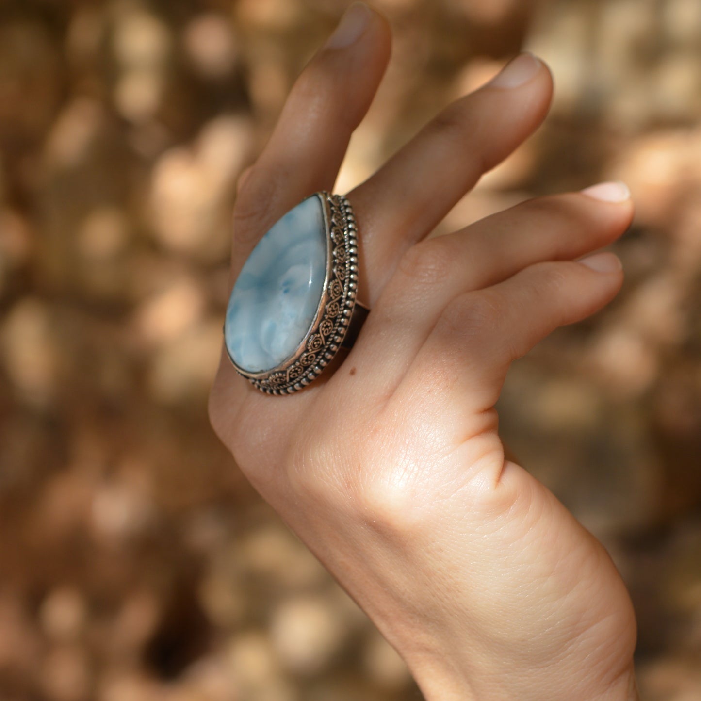 Ring "Sāgara" (सागर) Larimar