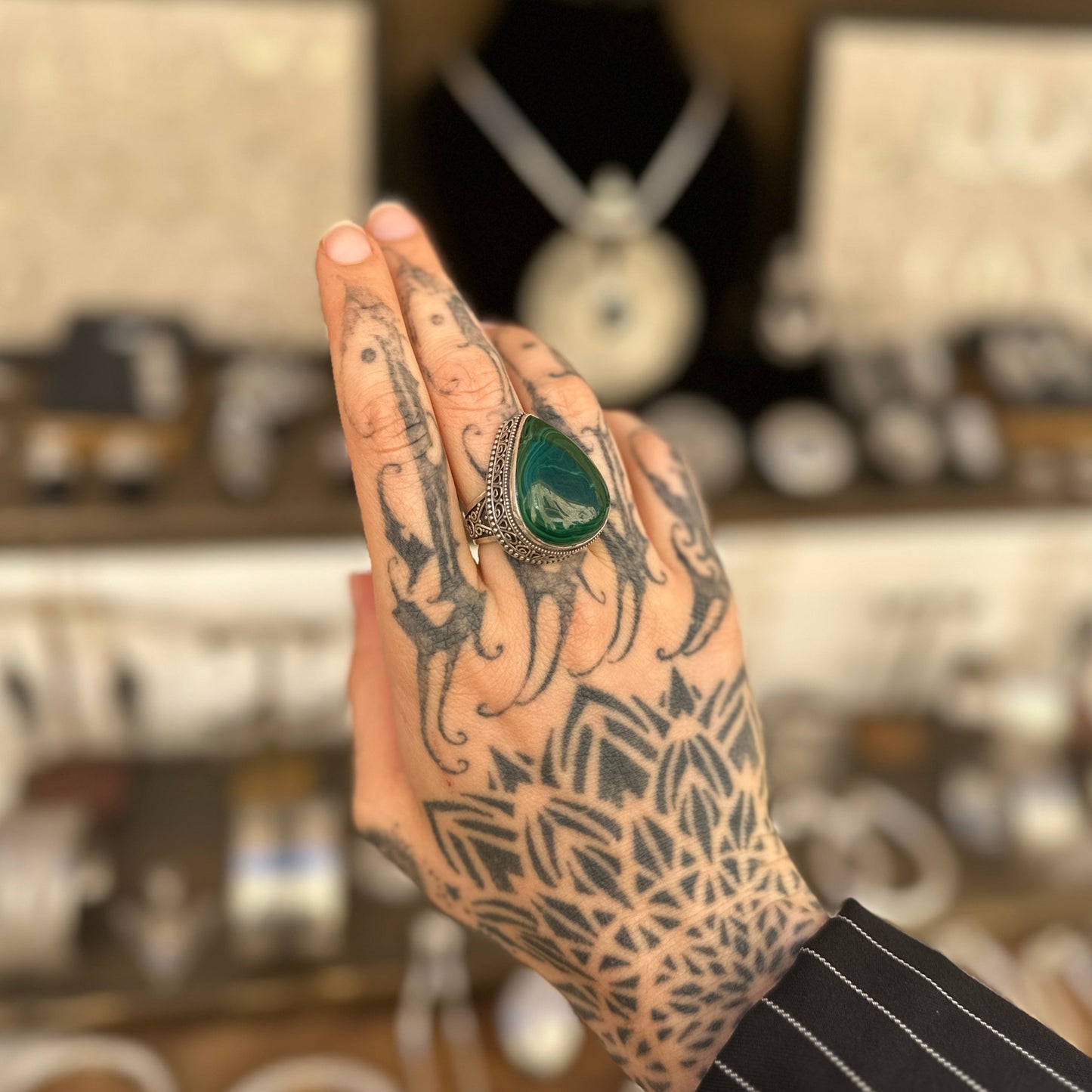Anillo Malaquita Rajasthani