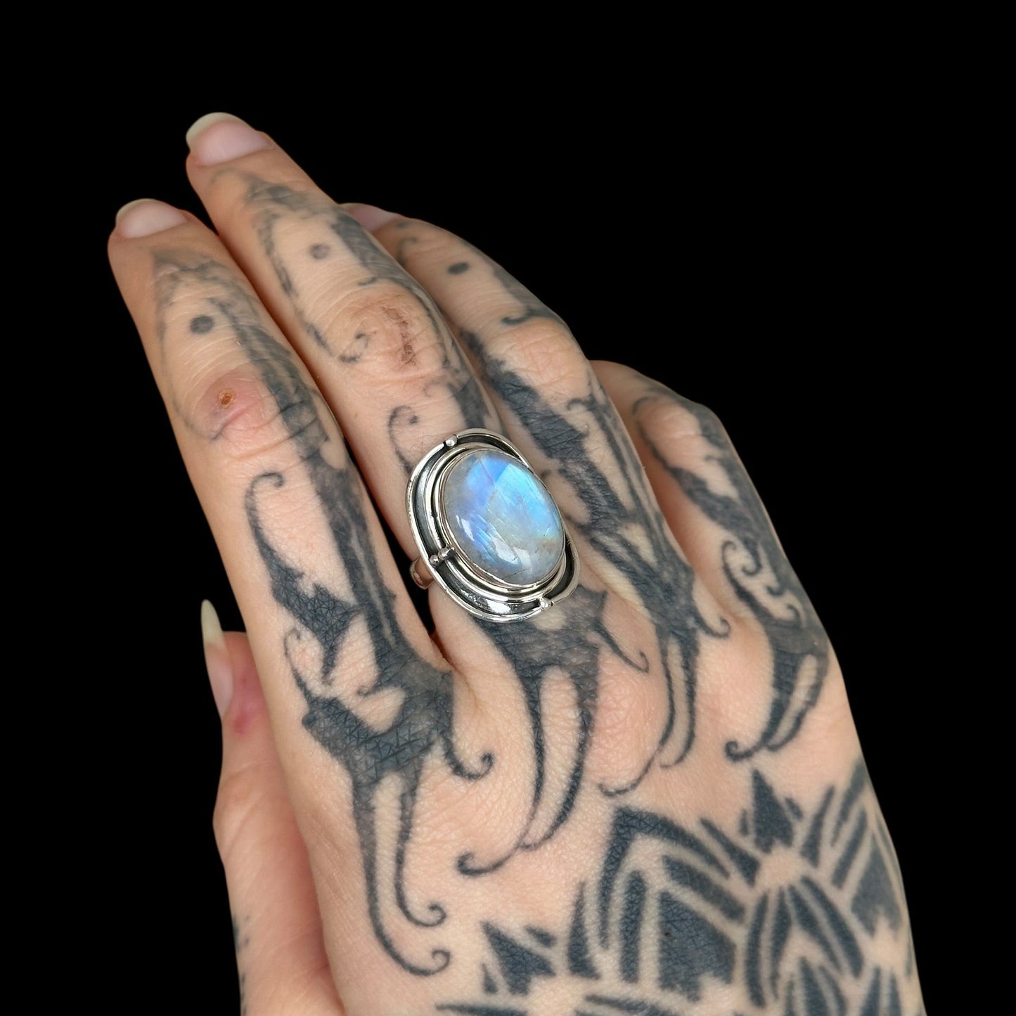 "Paridhi" Rainbow Moonstone Ring