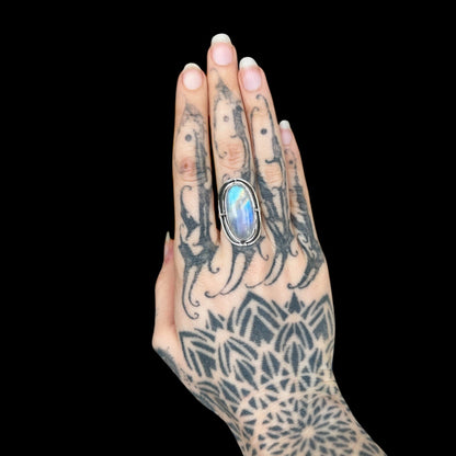 "Paridhi" Rainbow Moonstone Oval Ring