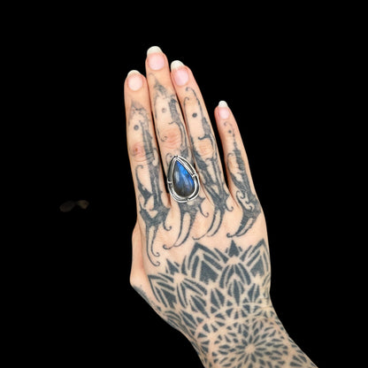 "Paridhi" Labradorite Teardrop Ring