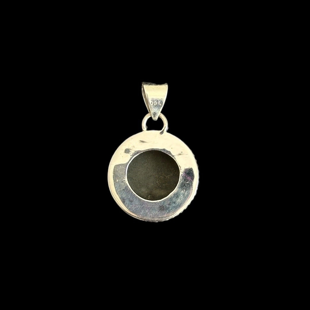 "Ananta" (अनन्त) Pendant Iran Turquoise Carved Ganesha Round Shape.