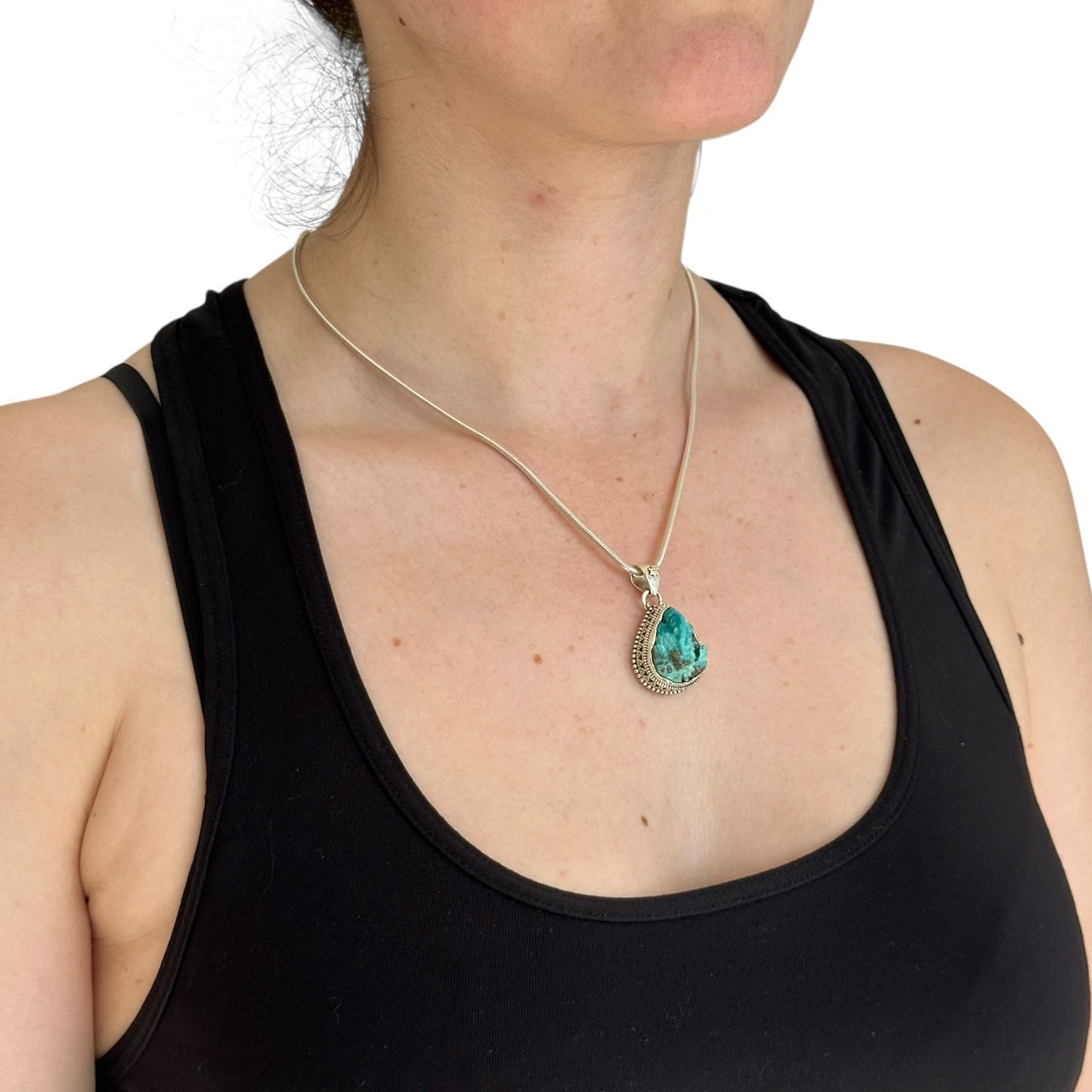 Pendant "Ananta" (अनन्त) Iranian Turquoise Carved Ganesha Teardrop Shape.