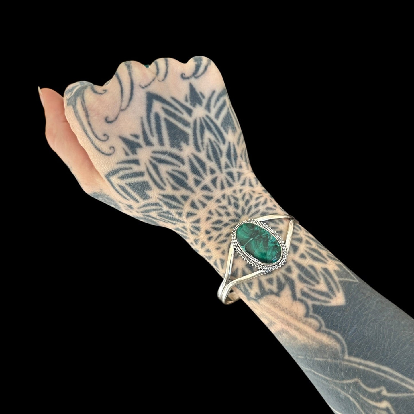 Armband "Triveni" (त्रिवेणी) Malachit