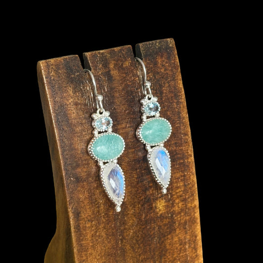 Pendientes Samji Amazonita Piedra de luna Y Topacio