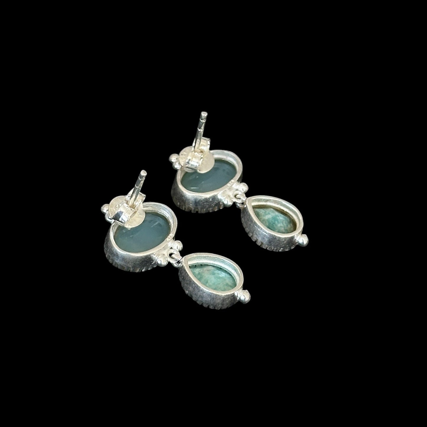 Pendientes Ratna Agua Calcedonia Y Amazonita