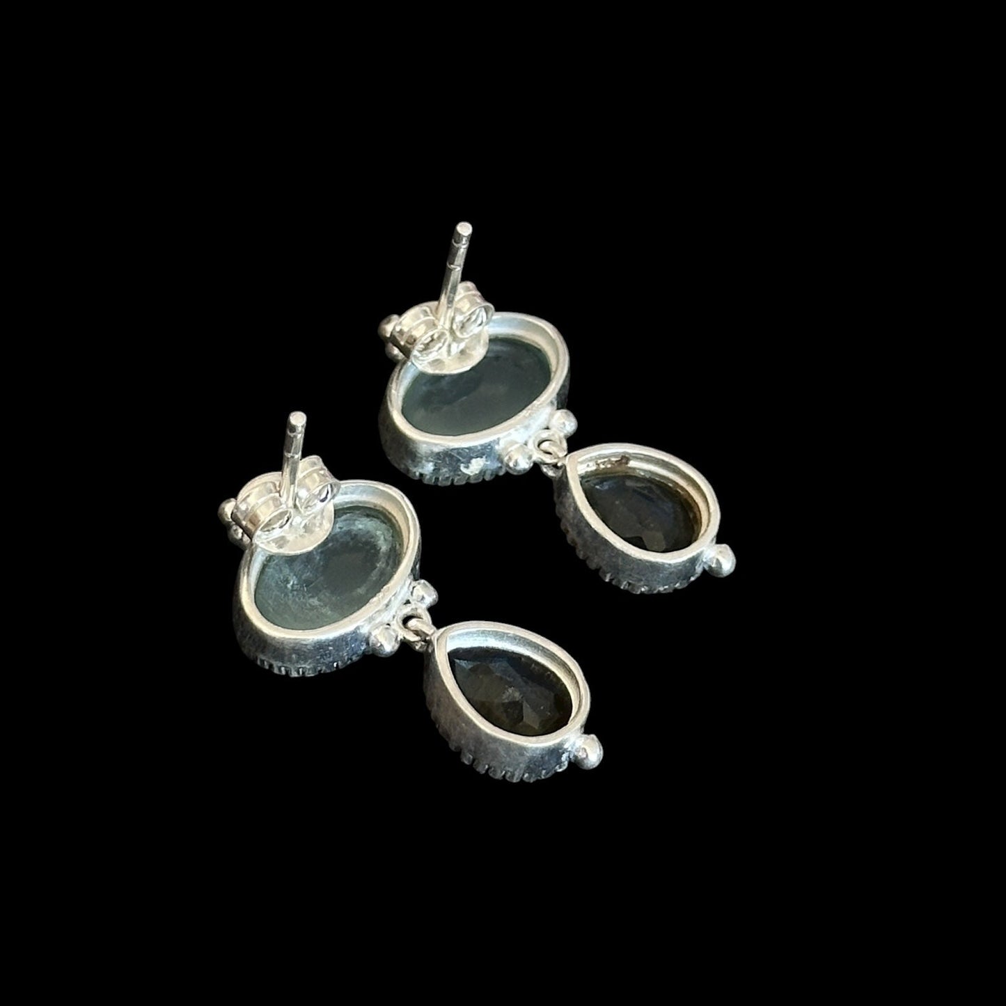 Pendientes Ratna Agua Calcedonia Y Labradorita