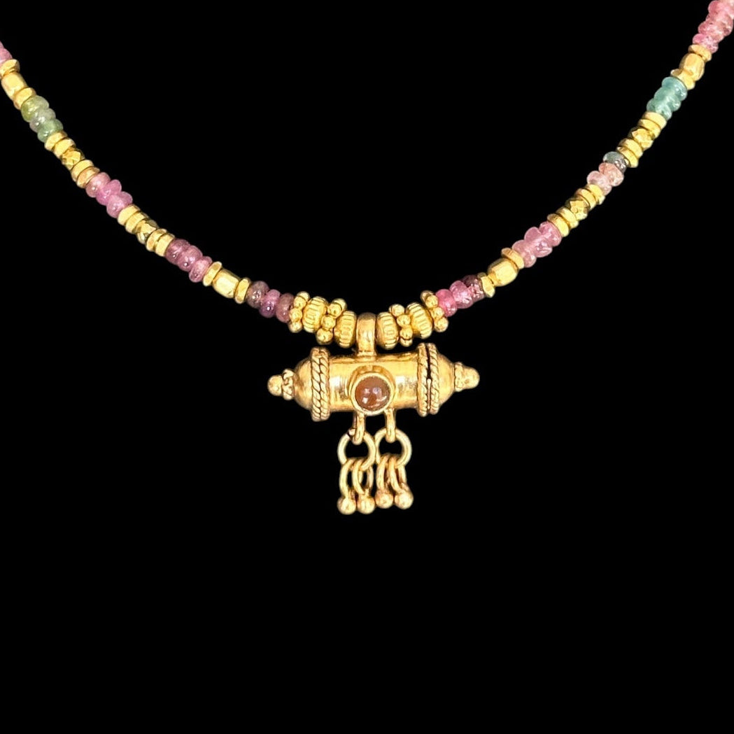 Collar Mantra box Turmalina multicolor