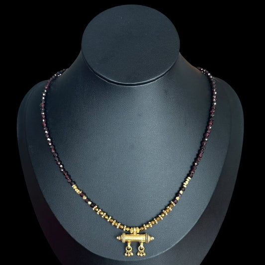 Garnet Mantra Box Necklace 3