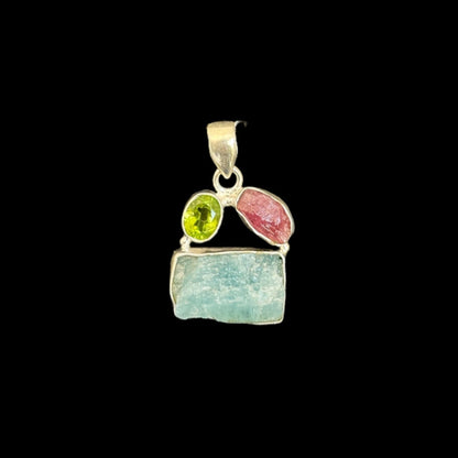 Anhänger Aquamarin Peridot und Turmalin