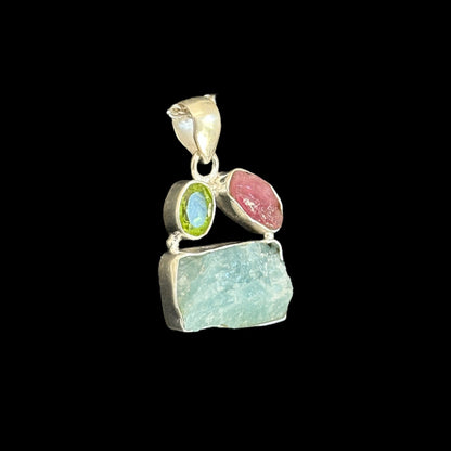 Anhänger Aquamarin Peridot und Turmalin