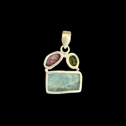 Anhänger Aquamarin Peridot und Turmalin