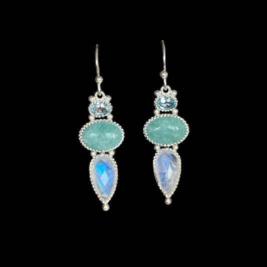 Pendientes Samji Amazonita Piedra de luna Y Topacio